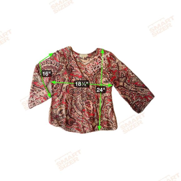 Notations Paisley Button Front Blouse Womens PM Forest Fairy Y2K Flowy Loose - Picture 2 of 8